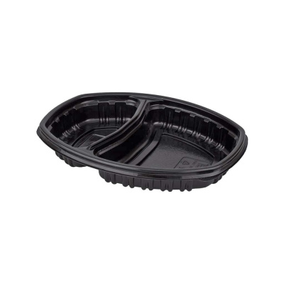Контейнер под горячее ПП 2-секционный К-257-2 800 мл ЧЕРНЫЙ без крышки СП