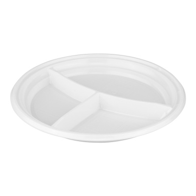 Тарелка-d-205-3-х-секционная-белая-ПС-Стиролпласт