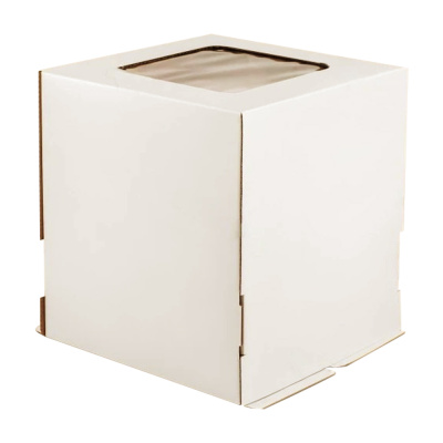 Коробка-для-торта-300х300х300-белыйкрафт-с-окном-Арт-пак