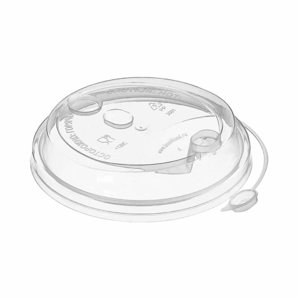 Крышка для стакана d-80 мм прозрачная с клапаном с питейником ПП